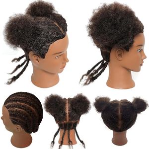 Afro Manken Kafası% 100 Gerçek Saç Eğitim Başlığı Başlık Başlık Örgü Saç Bebekleri Korner ve Örgüler 6 inçler 240403