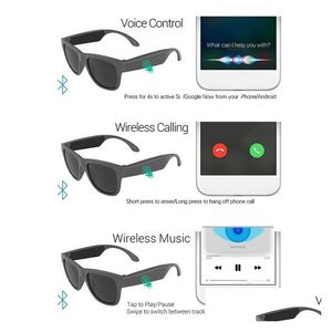 Akıllı Gözlükler O Bluetooth Güneş Gözlüğü BT5.0 Destek Telefon Çağrı Müzik Kablosuz Kulaklık Kulaklıkları Kontrol Açık Kulak Damlası Teslimat Electr Dhovv