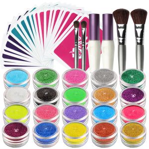 Поставки Ophir 20 Colors Shimmer Glitter Tattoo Set w/ 30 трафаретов 2 клейких щетки для блеска временной тату