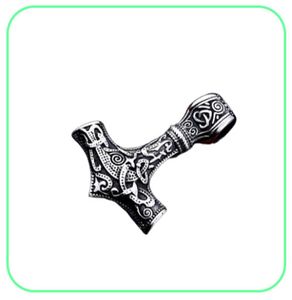 Vintage Men039s Paslanmaz Çelik Kolye Gravür Viking Çekiç Mjolnir İskandinav Jewelry4072626