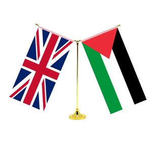 14x28cm Mini Filistin Bayrak Masaüstü Daimi Dostluk Seti İngiltere Birleşik Krallık ve Filistin 240402