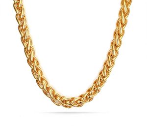 Hervorragende meistverkaufte Gold 7mm Edelstahl Ed Wheat Braid Curb Chain Halskette 28quot Mode Neues Design für MEN0396442783