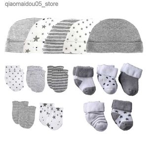 Çocuklar bebek şapkası+eldiven+çoraplar erkekler ve kızlar için uygun seti. Pamuk sonbahar gündelik fotoğrafçılık sahne, yumuşak kafa bebek gece şapkası kış aylarında moda q240413