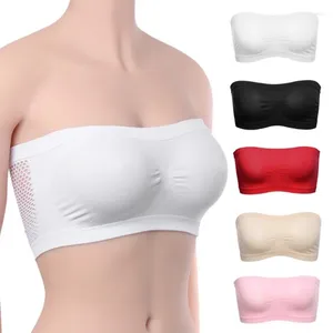 Camisoles Tanks Sommer trägerloser Unterwäsche Frauen sexy Mesh BH Ladies Top Rock Fit Short Crop Tops Unsichtbarer Push Up Bralette Dessous