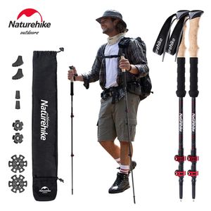 Trekking -Pole 2pcs Kohlefaser -zusammenkapseliger Teleskopstangen Leichtes Wanderstock Kletterstock 240408