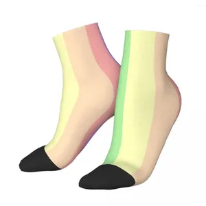 Erkek çoraplar dikey çizgili renkli gökkuşağı ayak bileği erkek erkek kadınlar bahar çorapları harajuku