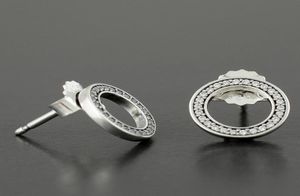 Toptan- 925 STERLING Silver Circle Saplama Küpe CZ Diamond Women Moda Küpe için Orijinal Kutu Seti 5740574