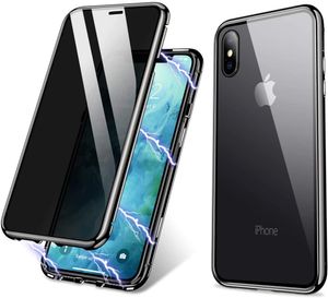 Manyetik Adsorpsiyon Şok geçirmez Metal Tampon Kılıfı Anti Casus Gizlilik Temsil edilmiş Cam Ekran Koruyucu İPhone 11 Pro Max iPhone X X4209322