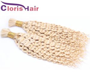 Super Deal 613 Blonde Cudly Brawing Hair Brasil Extensions в объеме дешевой глубокой волны бразильская человеческая масса для косичек без привязанности 7182041