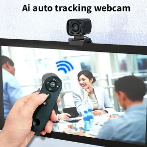 Webcams 1080p 30fps Mini Webcam USB Web Kamerası Mikrofonlu 350 ° insan izleme PC tablet hareket kamerası Otomatik Not
