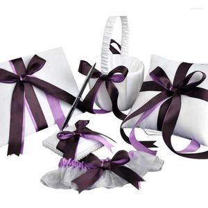 Украшение вечеринки фиолетовая 5 шт/сет (гостевая книга цветочная корзина держатель ручки кольцо подвязка подушки)