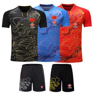 Spor Çin Dragon Masa Tenis Forma Şortu Erkek Kadın Çocuk Çocuk Ping Pong Jersey Masa Tenis Gömlek Setleri Sport Futbol Gömlek 240402