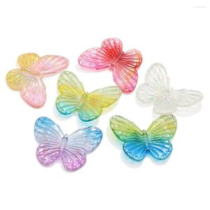 Dekoratif Çiçekler 50/100 PCS Akrilik Gradyan Kelebek Flatback Cabochon Karikatür Hayvan Mücevher Takımları DIY zanaat dekorasyon saç klibi