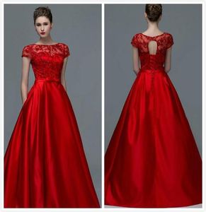 2019 Zuhair Murad Rote Prom -Kleiderparty mit Kappe Ärmel Spitze Applique Perlen Bridal Schnürung plus Größe formelle Abendkleider8053590