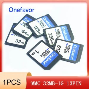 Карты 1PCS OneFavor 13pin MMC Card 32 МБ 64 МБ 128 МБ 256 МБ 512 МБ 1 ГБ карте памяти, мультимедийная карта, чип Pius с двумя рядами для старых камер