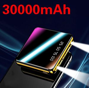 30000mah mini Power Bank быстрое зарядное устройство для iPhone Samsung Xiaomi 2 USB LCD Powerbank Portable Portable зарядка 2020 New2089220