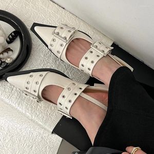 Elbise Ayakkabı 2024 Yaz Şimdi Slingback Gotik Tıknaz Topuklu Kadın Pompaları Perçin Sokak Tarzı Orta Topuk Punk Vintage Casual Sandalet