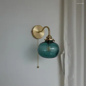 Duvar lambaları küçük cam top LED lamba eklenti anahtarı yatak odası banyo ayna merdiveni