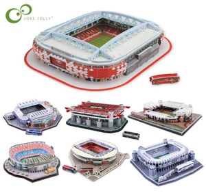 Bloklar DIY 3D Bulmaca Jigsaw World Futbol Stadyumu Avrupa Futbol Oyun Alanı GYH 2209196718807 için Bina Model Oyuncakları