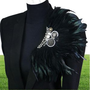Boutonniere Clips Clips Brooch Pin Sward Bussiness Suits Banquet Brooch Black Feather Anchor Corsage Party Singer LJ9818724