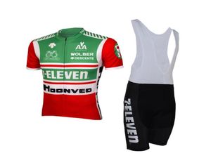 7 Eleven Team Retro Klasik Kısa Kol Bisiklet Jersey Yaz Bisiklet Giyim Ropa Ciclismo Bib Şort 3D Jel Pad Seti