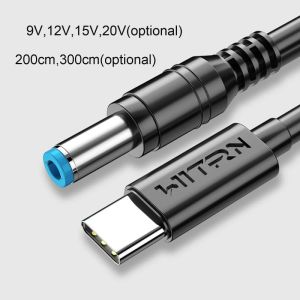 Кабели длиной 2 м USB C/Typec PD до 12 В 20 В 5,5x2,5 мм шнур кабеля -кабеля для светодиодного светового ноутбука Typec PD Power Bord