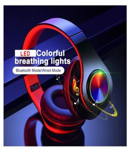 DHL Stok B39 Kulaklık Kablosuz Bluetooth Kulaklık Led Renkli Solunum Işıkları Katlanabilir Kulaklık Stereo Kafa