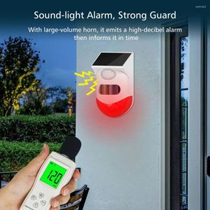 Dekoratif Figürinler Güneş Alarmı Güçlü Kızılötesi Hareketler Sensör Dedektörü Siren Strobe Sistemi Ev Yard Açık Güvenlik için Su Geçirmez