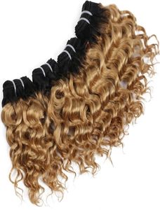 Волосы утомили глубокие волны человеческие волосы пучки Ombre 1B27 Remy Brazilian Курша волос Короткие бобы в стиле двухтога