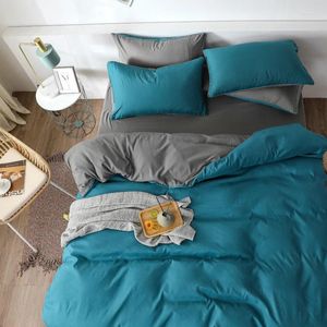 Yatak Setleri Yaapeet 3/4pcs Avrupa Set Düz Renk Polyester Yatak Odası Ketenleri İki Renkli Yüksek Kaliteli Yastık Kılıfı Yorgan Kapağı