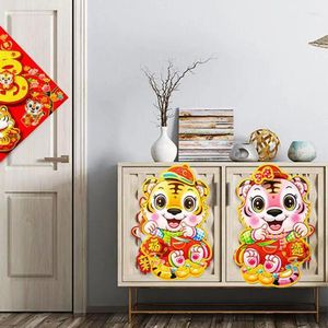 Оконные наклейки 1PAIR WALL СИТАЯ МАРТИКА Зодиак 3D дверная наклейка Couplet Tiger 2024 Китайский год