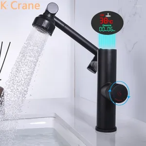 Banyo lavabo muslukları dijital musluk soğuk su karışıcı musluk bir delik monte monte siyah grifo lcd ekran akıllı havza