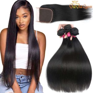 Bella Hair Brazilian 3 пучки с закрытием 8-34-дюймовый утечка для ура