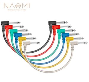 Naomi 6pcsset gitar efekti pedal kabloları renkli plastik gitar yama kabloları elektro gitar efekti için açılı pedallar8956895