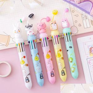 Ballpoint Pens Оптовая 20pcs Cartoon Pendant 10 Color Pen School, чтобы написать канцелярские канцелярские канцелярские товары Ball Point Pretty 240109 Drop de Otpzk