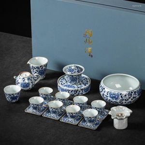 Чайные наборы антиквариата синего и белого керамического чая набор высококлассной подарочная коробка 23peefie гостиная офисная мебель