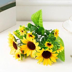 Dekoratif çiçekler marka ayçiçeği ev dekorasyon çiçek aranjmanları bahçeler için 1 Bunch 22 29 cm Yapay İpek