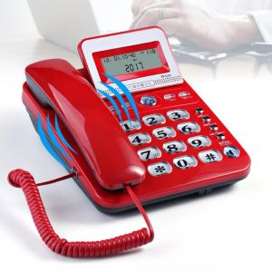 Hesap Makineleri Masası Telefone Kablolu Telefon Telefon Telefon Sabit Hat LCD Ekran Arayan Kimliği Hacim Ayarlanabilir Hesap Makinesi Ev Ofis için Saat