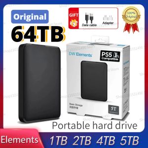 Kutular Orijinal Western DW Elementleri 64TB Taşınabilir Harici Sabit Sürücü 2TB 1TB USB 3.0 Masaüstü PS4 PC Dizüstü Bilgisayar için Taşınabilir HDD Sabit Disk