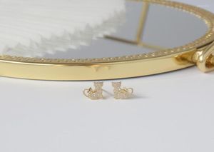 Stud 14K Real Gold Plated Jewelry Cut Cut Requintado Microinlaid Brincos de zircão para mulher Earring diário simples4954216