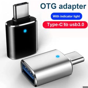 USB 3.0 OTG Adaptörü USB-C'ye USB'ye MacBook için uygun bir dönüştürücü Samsung Xiaomi Huawei LED USBC OTG Bağlayıcısı