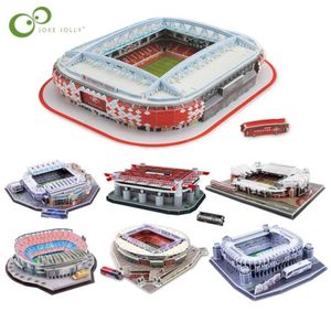 Bloklar DIY 3D Bulmaca Jigsaw World Futbol Stadyumu Avrupa Futbol Oyun Alanı GYH 2209196250315 için Bina Model Oyuncakları