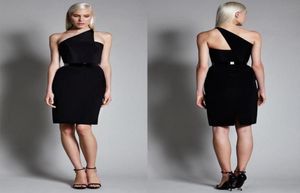 Klasik 2020 Bir Omuz Diz Uzunluğu Kokteyl Elbiseleri Ucuz Kılıf Fermuarı Sırp Siyah Siyah Saten Parti Önlükleri Kadınlar İçin Custom 4598117