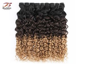 8A Brasilianer Ombre Blonde Wasserwelle Haarwebe Bündel 1B427 Drei -Ton -1224 Zoll 34 Stücke Remy Human Hair Extensions5015634