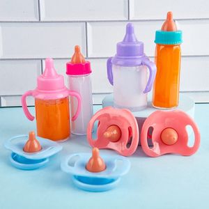 Fit 18 Zoll Baby geboren amerikanische Puppenzubehör Mädchen Magie Milchflasche Schnuller Saft Komfort Spielzeug für Geschenk Y240409