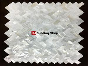 Herringbone Groutless Mother of Pearl Tiles Backsplash Shell Mosaic Mop124 Banheiro Tiles de parede9787943