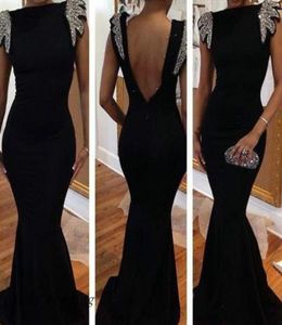 Siyah Açık Arka Gece Elbise Denizkızı Sırtsız Köpüklü Lüks Benzersiz Uzun Gece Elbise Vestidos De Fiesta6585763