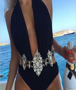 Colares pendentes 6 cores Luxo Crystal Bodychain Summer Summer Beach Bikiny Body Jewelry for Women Long Rhinestone Colar2697032