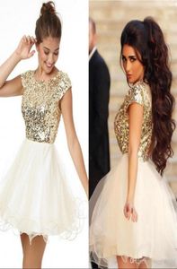 8. Sınıf Balo Homecoming Elbiseler 100 Altında Bir Çizgi Beyaz ve Altın Sequins Kısa Parti Elbiseleri Kızlar için Kısa Balo Elbisesi Özel Made 6628460