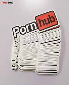 Porno Hub Logosu için Üç Ratel 50 PCS PVC Su Geçirmez Pencere Dizoptrunk Otomatik Motosiklet Araç Çıkartma Sticker2293676